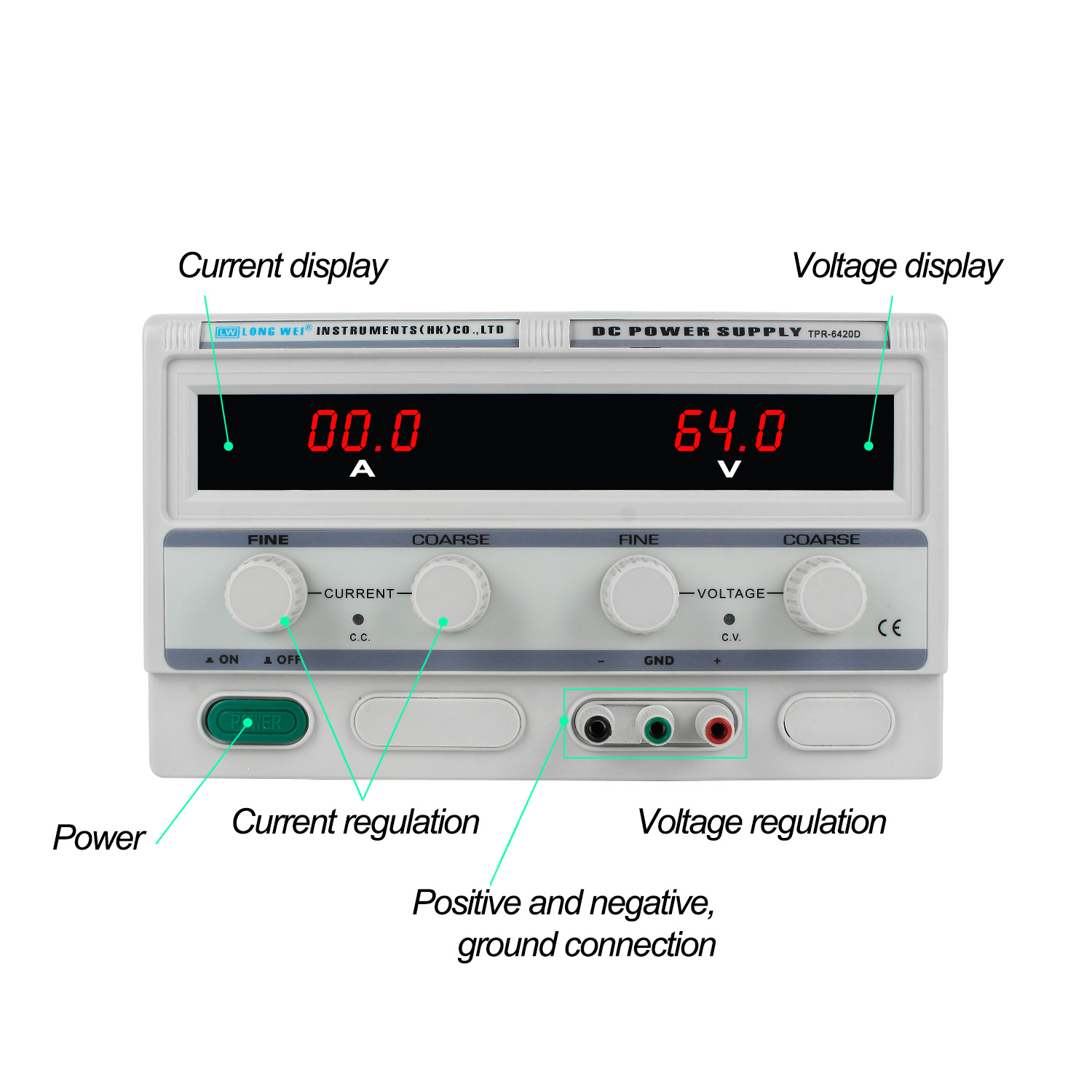Longwei TPR-6420D 64V 20A LED  - Linear Lab Power Supply Adjustable recension och pris
